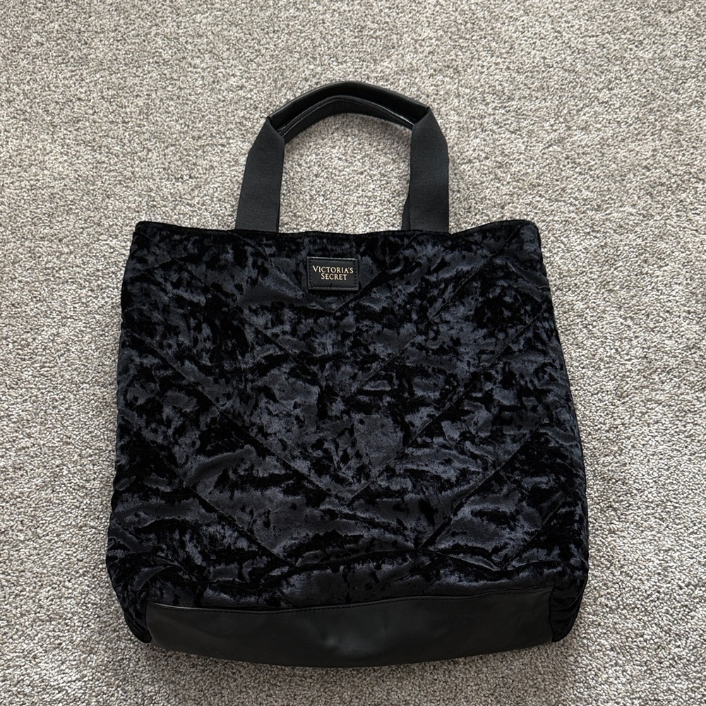 Victoria's Secret Black Velvet Tote